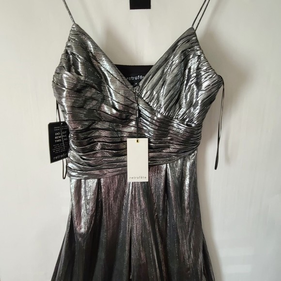 Retrofete Everly Jumpsuit Liquid Metallic Gunmetal Size S $585 NWT - Picture 11 of 15